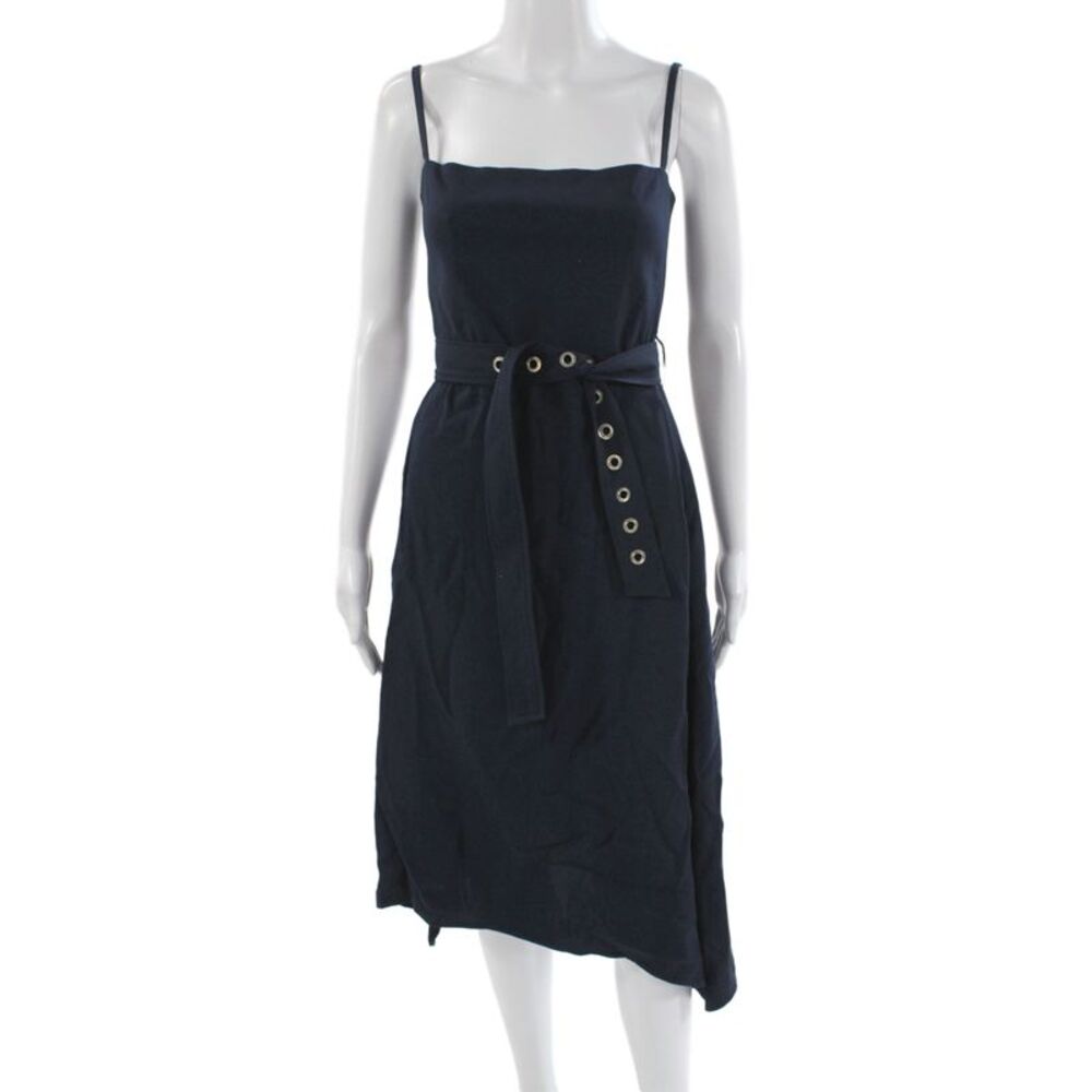 Scanlan Theodore Women Slip Dress Blue Square Neck Knee Length Size 4